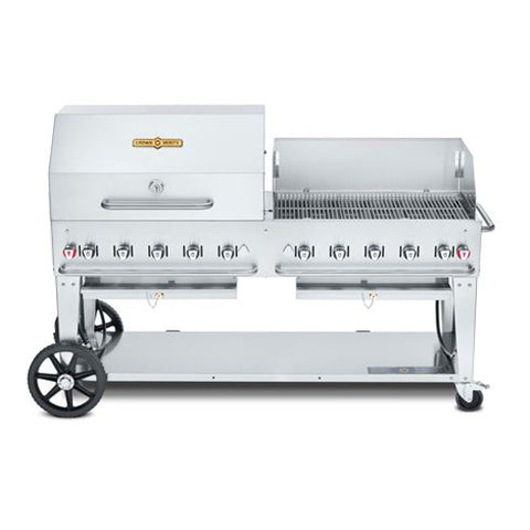 CV-MCB-72RWP-LP Crown Verity 72" Mobile Outdoor Charbroiler Includes Roll Dome, Wind Guard, LP-CROWN VERITY INC.