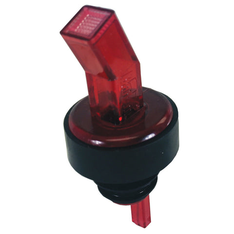 313-03 Spill Stop Red Plastic Liquor Pourer w/ Black Collar-SPILL-STOP