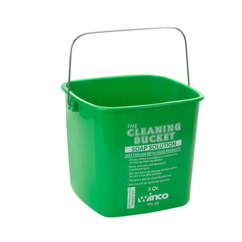 Winco PPL-3G 3 Qt Green Cleaning Bucket for Soap Solution