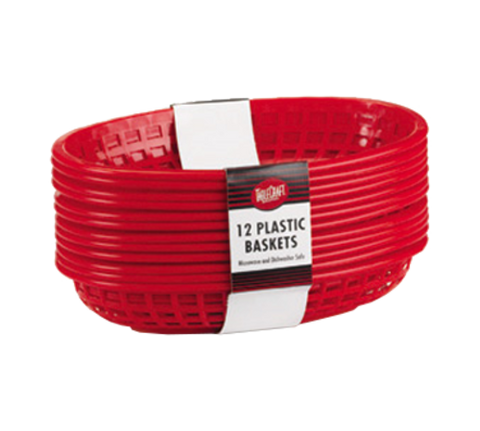 C1084R Tablecraft 11-3/4" x 8-7/8" x 1-7/8" Red Jumbo Oval Basket