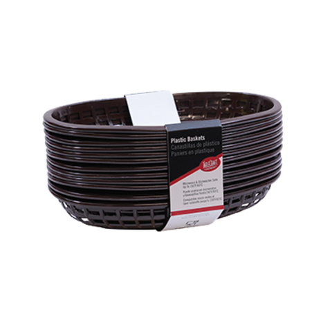 TableCraft Products C1074BR Brown Oval Classic Plastic Serving Basket
