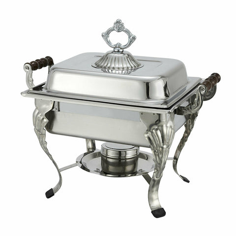 Winco 508 Crown Collection 4-Quart Half-Size Chafer with Lift-Off Lid