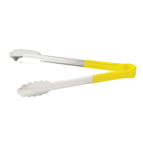 Winco UTPH-9Y 9-Inch Heavy-Duty Utility Tongs with Yellow Polypropylene Handle