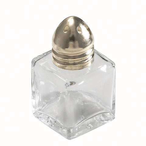 Winco G-101 Square Glass Shaker with Brass-Toned Top, 1/2 oz