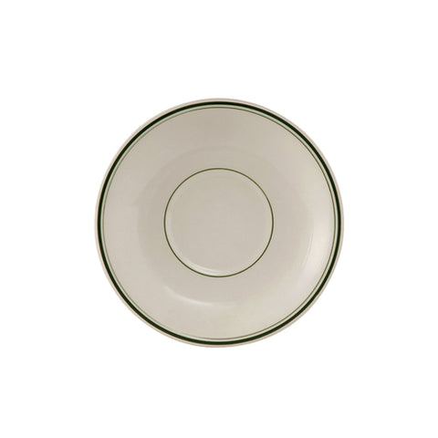 Tuxton China TGB-036 Green Bay 5" Demitasse Saucer, Eggshell with Green Bands