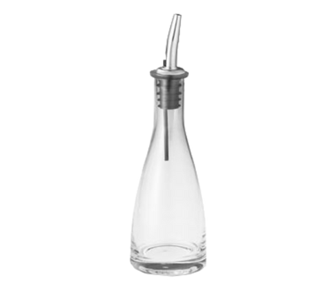 Tablecraft Products 611 Siena Collection 6 oz. Clear Glass Oil and Vinegar Bottle with Stainless Steel Pourer
