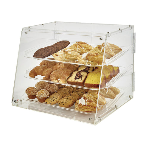 Winco ADC-3 Acrylic Tiered 3-Tray Countertop Dry Display Case