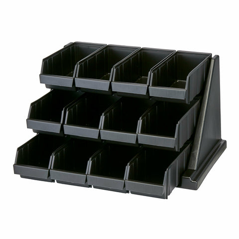 Cambro 12RS12110 Versa Black 3-Tier 12-Bin Self-Serve Organizer Rack