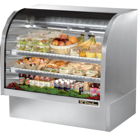 True Manufacturing TCGG-48-S-HC-LD 48-1/4" Curved Glass Refrigerated Deli Case, Stainless Steel, 115V