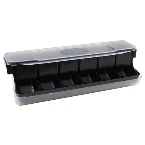 TableCraft BCD6000BK First In, First Out Garnish Station Bar Condiment Holder with 6 Black Inserts