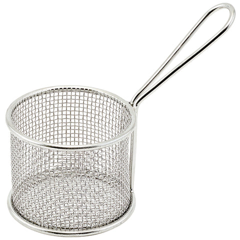 Winco FBM-32R Round Mini Serving Basket, 3-3/4" Dia x 2-7/8"H, Stainless Steel