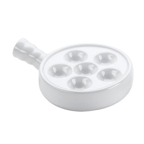 744042 Browne USA Foodservice Escargot Plate, 5-3/10" dia. x 1-4/5"H, 6-hole, white