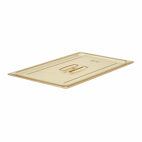 Cambro 10HPCH150 H-Pan Full Size Amber High Heat Handled Flat Lid