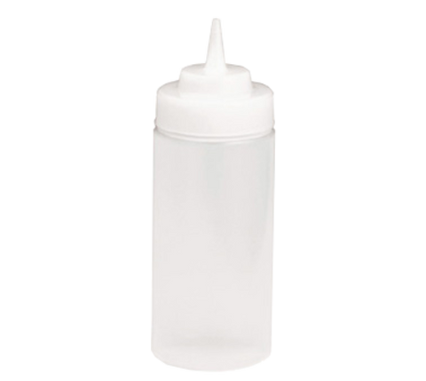 Tablecraft Products 10853C 8 oz Clear Widemouth Squeeze Bottle with Standard TipTop