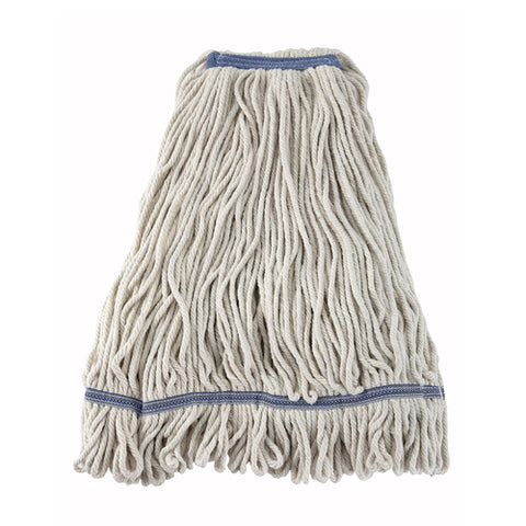 Winco MOP-32W Premium Cotton-Poly Blend Looped End Wet Mop Head, 32 oz, White
