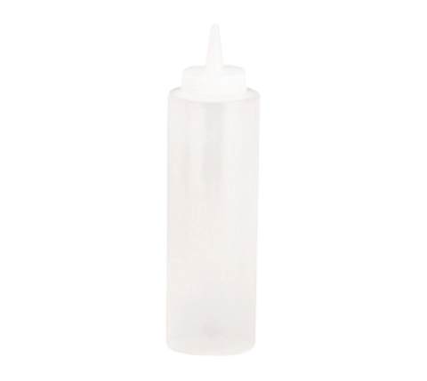 Tablecraft Products 112C 12 oz Clear Squeeze Bottle with Cone Tip and Natural Top