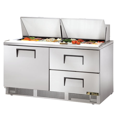 True Manufacturing TFP-64-24M-D-2 64" Mega Top Refrigerated Sandwich Prep Table with 1 Door and 2 Drawers