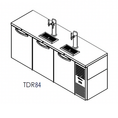 TDR84-RI True Mfg. – Premier Bar Refrigerated Draft Bar Cooler, three-section, 84"W