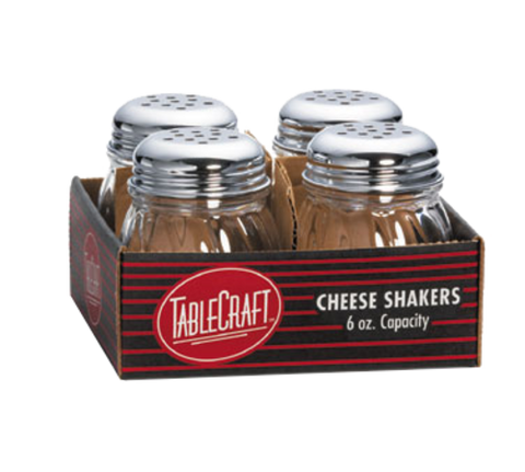 Tablecraft Products CP260-4 Swirl Polycarbonate Cheese Shaker, 6 oz, Chrome Top