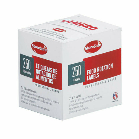 Cambro 23SLINB250 StoreSafe 3" x 2" Blank Dissolvable Food Rotation Labels, 250/Roll, 24/Case