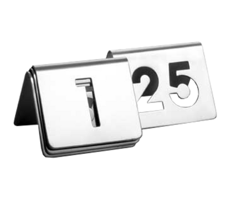 TC125 Tablecraft 2.5" x 2.5" Stainless Steel #1-25 Number Tent Set