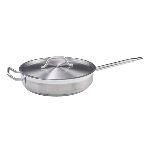 Winco SSET-7 Stainless Steel 7-Quart Saute Pan with Cover, Induction Ready