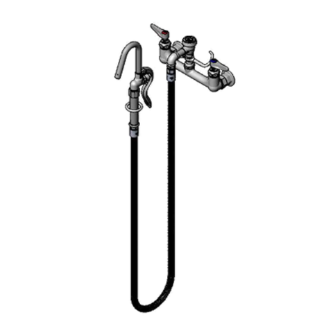 B-0610 T&S Brass Wall Mount Mixing Faucet With 8" Adjustable Centers, Pot And Kettle Filler - Each