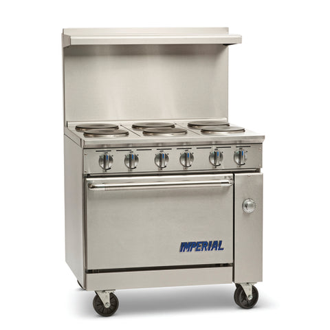 Imperial IR-6-E-C 36 in Electric Range with (6) 9 in Round Plates and Convection Oven
