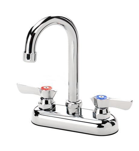 Krowne Metal 11-400L Silver Series 4" Center Deck Mount Faucet with 3-1/2" Gooseneck Spout