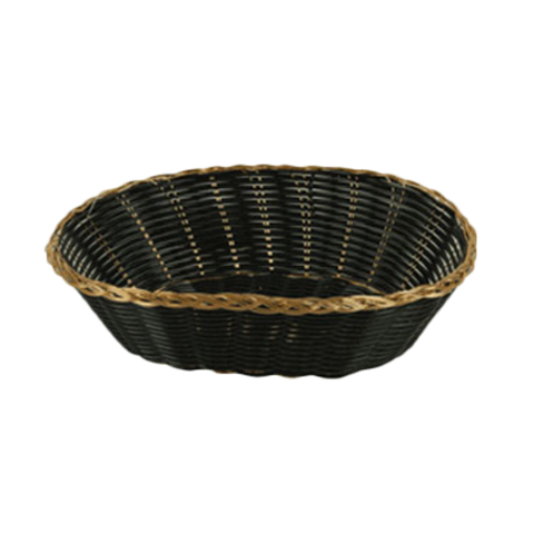 PLBB900G Thunder Group 9-1/4" x 7" Oval Black With Gold Trim Plastic Basket