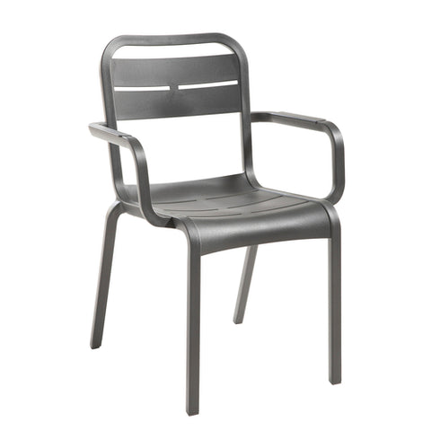 Grosfillex UT115002 Cannes Stacking Armchair, Indoor/Outdoor, Charcoal