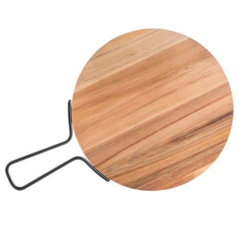 10080 TableCraft Products Industrial Collection™ Round Paddle, Acacia with Metal Banding, 12&quot; dia x 16.875&quot; L w/ Handle-Tablecraft Products