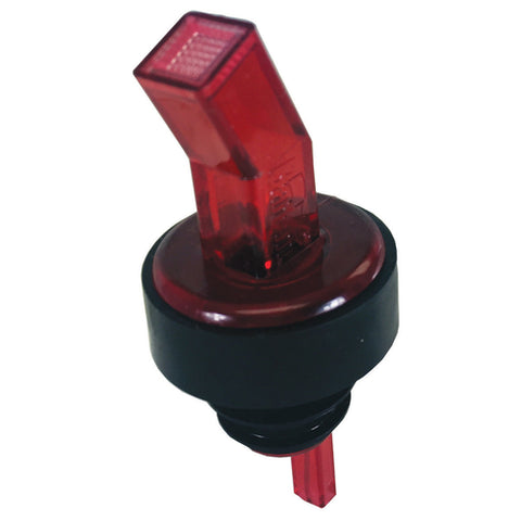 313-03 Spill Stop Red Plastic Liquor Pourer w/ Black Collar