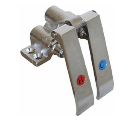 AA-203G GSW Faucet Foot & Knee Operated Valves w/ Red & Blue Index Brass Pedals (Knee Action)