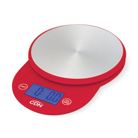CDN SD1104-R 11 lb Round Digital Portion Control Kitchen Scale (Red)