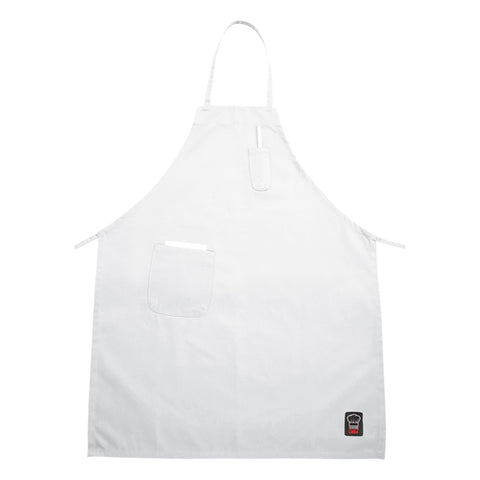 BA-PWH Winco White Full-Length Bib Apron w/ Pocket