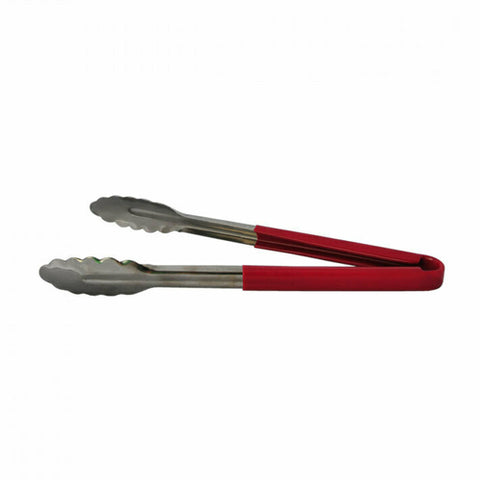 Libertyware T12P-RD 12-Inch Stainless Steel Tong with Red PVC Coated Handle