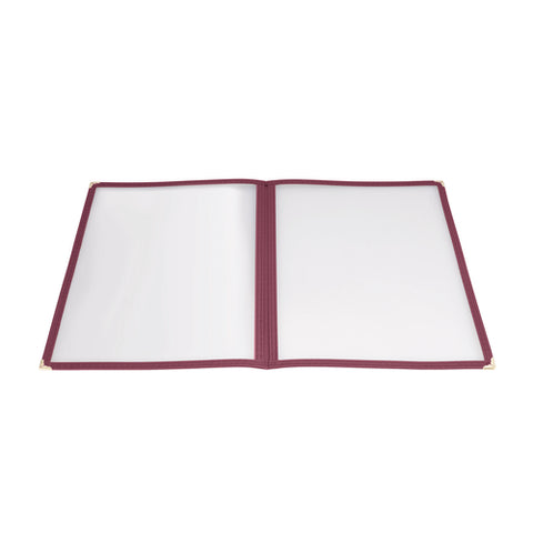 Winco PMCD-9U Double Panel Menu Cover with Burgundy Border, 9-3/8" x 12-1/8"