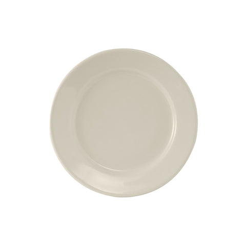 Tuxton China TRE-005 5-1/2" Round Reno Wide Rim Ceramic Plate, American White/Eggshell