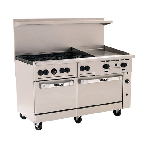 60SS-6B24GP Vulcan 6-Burner 60" Range w/ 24" Griddle & 2 Ovens - LP-Vulcan FEG