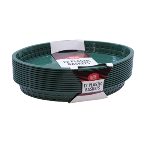 C1086FG Tablecraft 12-3/4" x 9-1/2" x 1-1/2" Forest Green Oval Texas Basket