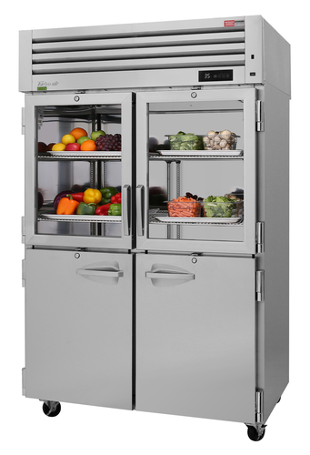 Turbo Air PRO-50R-GSH-N Two-Section Reach-In Refrigerator with Glass and Solid Half Doors