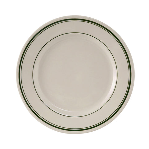 TGB-022 Tuxton 8-3/8" Eggshell Wide Rim China Plate w/Green Bands-Tuxton China