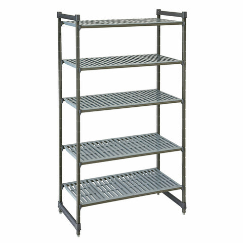 Cambro CBU246084V5580 Camshelving Basics Plus 5-Tier Vented Stationary Shelving Unit, 60"L x 24"W x 84"H