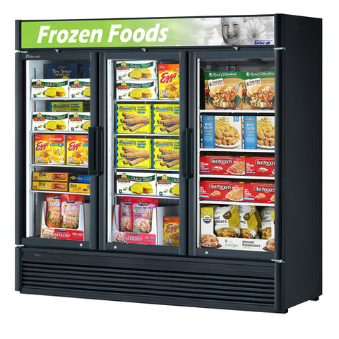 Turbo Air TGF-72SD-N Three-Section Super Deluxe Glass Swing Door Merchandiser Freezer, 60.43 cu. ft.
