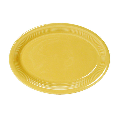 Tuxton China CSH-1352 13-1/2" x 9-3/4" Oval Concentrix Saffron Platter