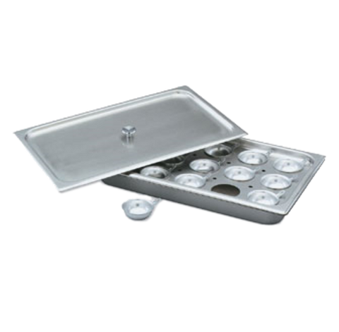 75070 Vollrath Half Size 8 Cup Stainless Steel Egg Poacher