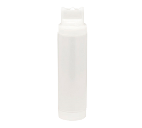 TableCraft Products 12463C3F 24 oz. SelecTop Wide Mouth Dualway FIFO Squeeze Bottle with 3 Top Openings