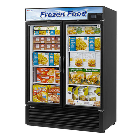 TGF-49FB-N Turbo Air 54.38" Black 2-Section Display Freezer w/ Swing Doors