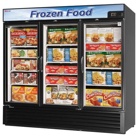 TGF-72FB-N Turbo Air 81.88" Black 3-Section Display Freezer w/ Swing Doors